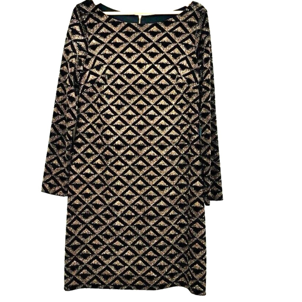 Jessica Howard Black and Gold Patterned Dress - Picture 2 of 10